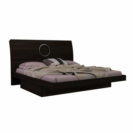 HOMEROOTS 77 x 90 x 40 in. Modern Eastern King Wenge High Gloss Bed 343918